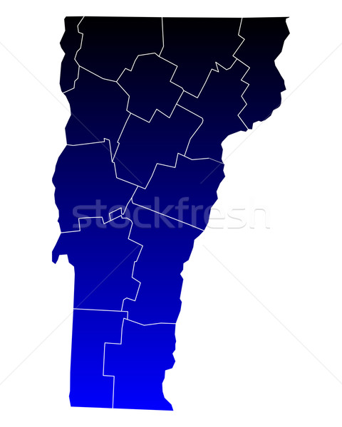 Hartă Vermont albastru călători SUA izolat Imagine de stoc © rbiedermann