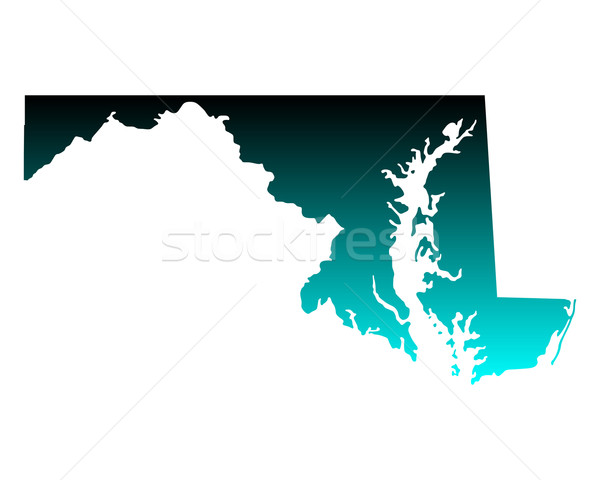 Stock foto: Karte · Maryland · grünen · blau · Reise · america