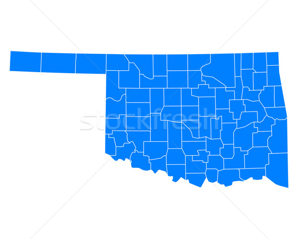 Foto stock: Mapa · Oklahoma · fundo · azul · linha · vetor