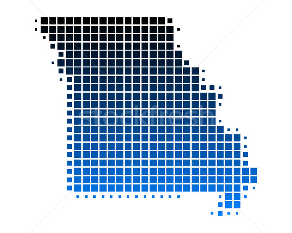 Carte Missouri bleu modèle Amérique carré [[stock_photo]] © rbiedermann