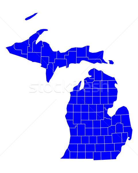 Hartă Michigan albastru călători SUA izolat Imagine de stoc © rbiedermann