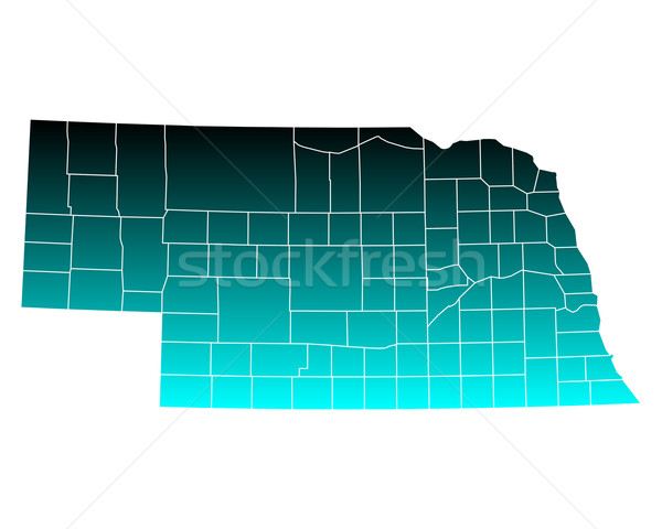 Mappa Nebraska verde blu viaggio USA Foto d'archivio © rbiedermann