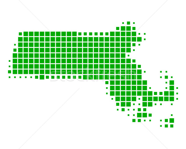 Сток-фото: карта · Массачусетс · зеленый · шаблон · США · квадратный