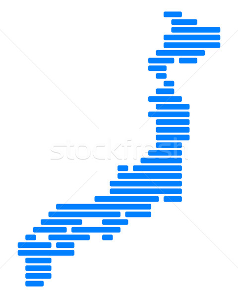 Hartă Japonia albastru model linie punct Imagine de stoc © rbiedermann