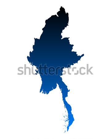 [[stock_photo]]: Carte · Myanmar · vert · bleu · Voyage · vecteur