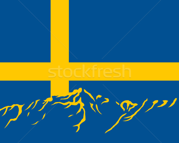 Mountains with flag of Sweden Stock photo © rbiedermann