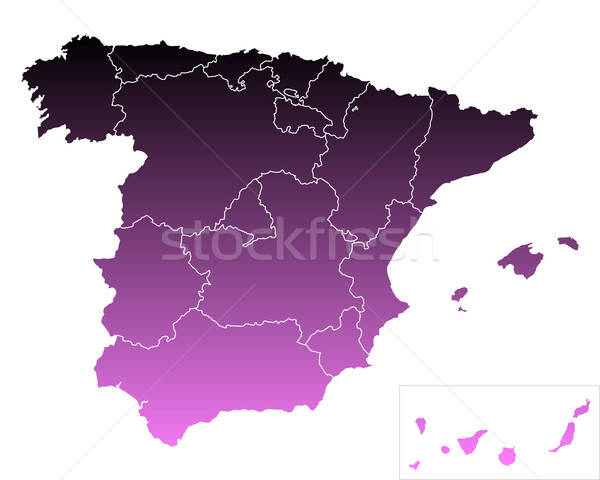 Hartă Spania călători roz Madrid izolat Imagine de stoc © rbiedermann