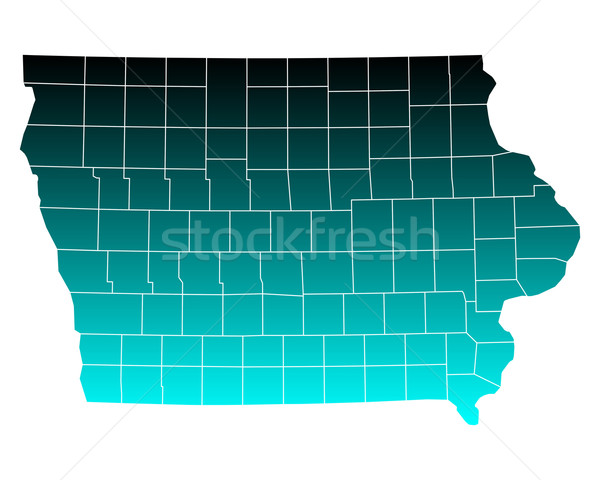 Mappa Iowa verde blu viaggio USA Foto d'archivio © rbiedermann