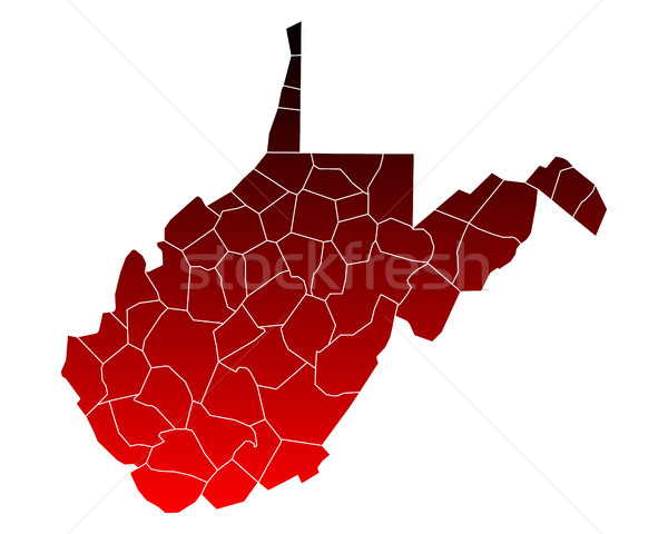 ストックフォト: 地図 · ウェストバージニア州 · 赤 · 米国 · ベクトル · バージニア州