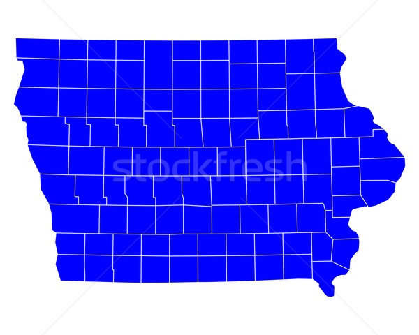 Mappa Iowa blu viaggio USA isolato Foto d'archivio © rbiedermann