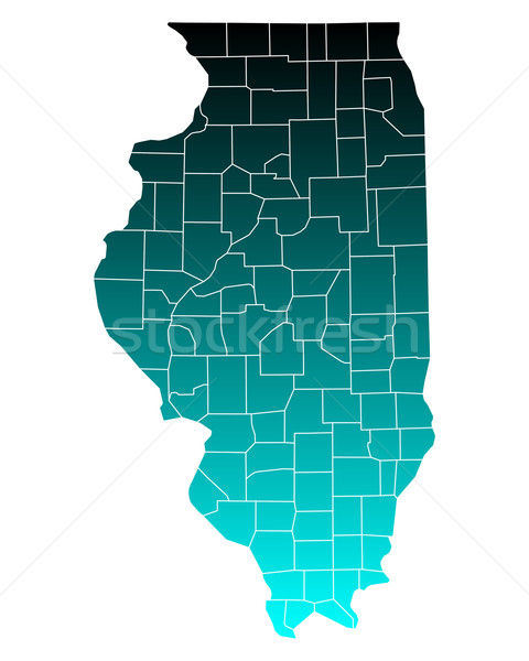 ストックフォト: 地図 · イリノイ州 · 緑 · 青 · 旅行 · 米国