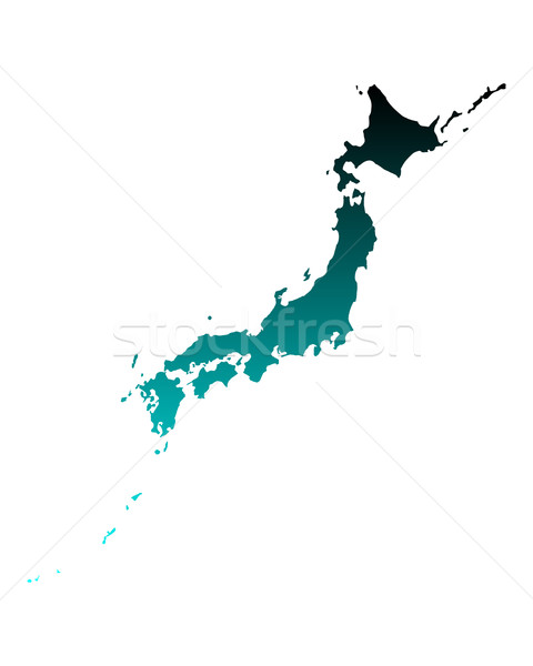 Stock fotó: Térkép · Japán · zöld · kék · utazás · vektor