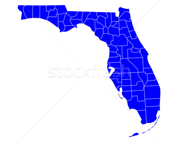 Stockfoto: Kaart · Florida · Blauw · reizen · USA · geïsoleerd