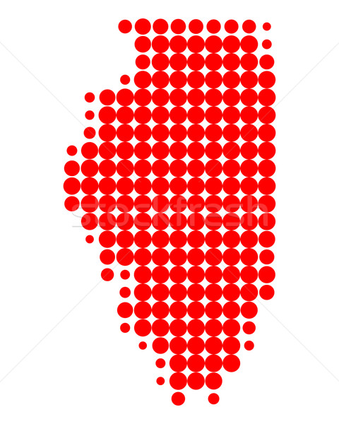 Hartă Illinois roşu model America cerc Imagine de stoc © rbiedermann