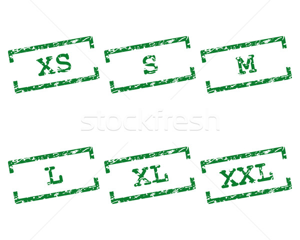 Stock fotó: Ruházat · méret · bélyegek · zöld · tinta · ruházat