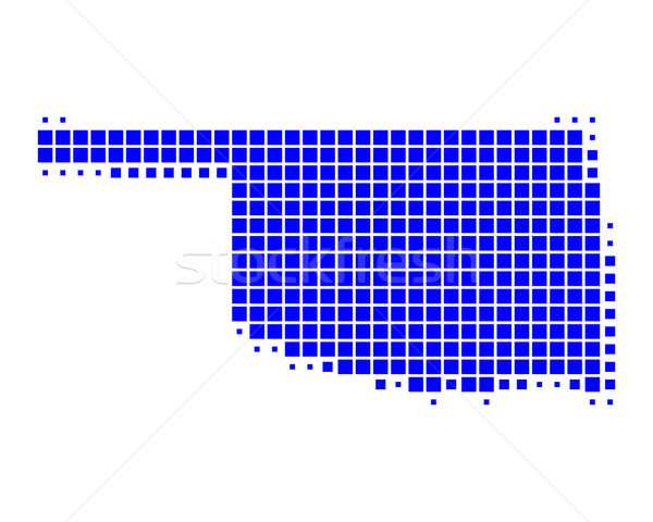 Carte Oklahoma bleu modèle Amérique carré [[stock_photo]] © rbiedermann