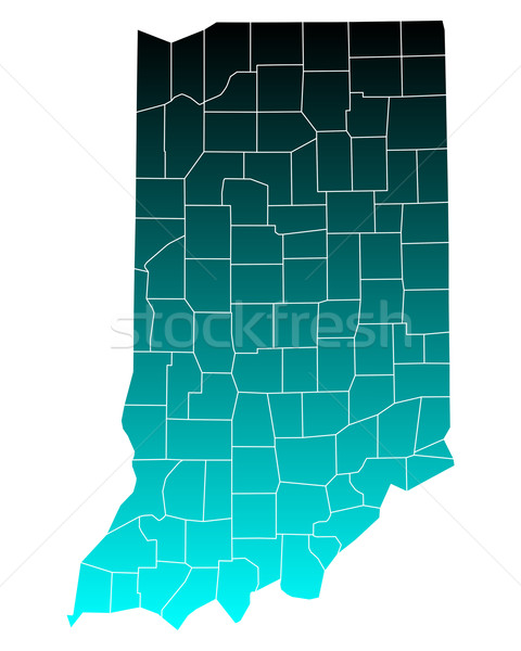 Mapa Indiana verde azul viaje EUA Foto stock © rbiedermann