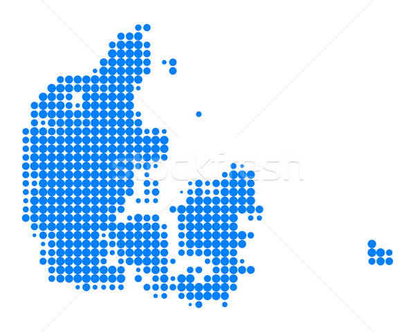 Térkép Dánia kék minta kör pont Stock fotó © rbiedermann