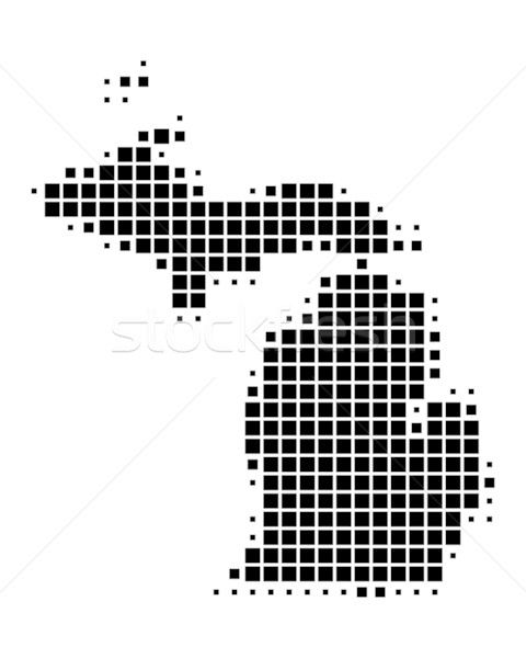 Foto stock: Mapa · Michigan · preto · padrão · américa · EUA