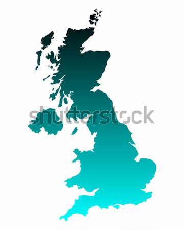 Hartă Regatul Unit verde albastru vector izolat Imagine de stoc © rbiedermann