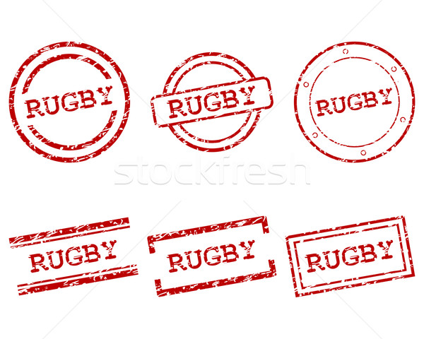 Rugby postzegels ontwerp sport brief stempel Stockfoto © rbiedermann
