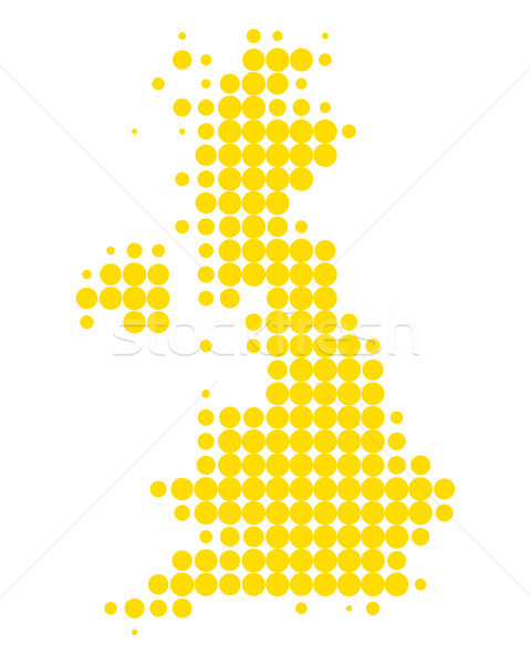 Hartă marea britanie model galben cerc punct Imagine de stoc © rbiedermann