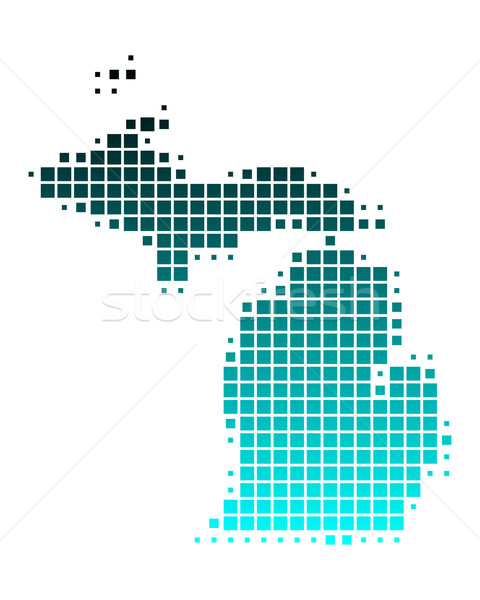 Hartă Michigan verde albastru model America Imagine de stoc © rbiedermann