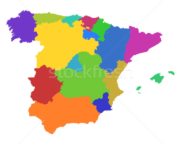 Kaart Spanje lijn vector Madrid illustratie Stockfoto © rbiedermann