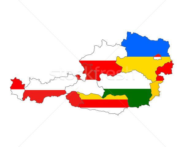 Map of Austria with flag of states Stock photo © rbiedermann