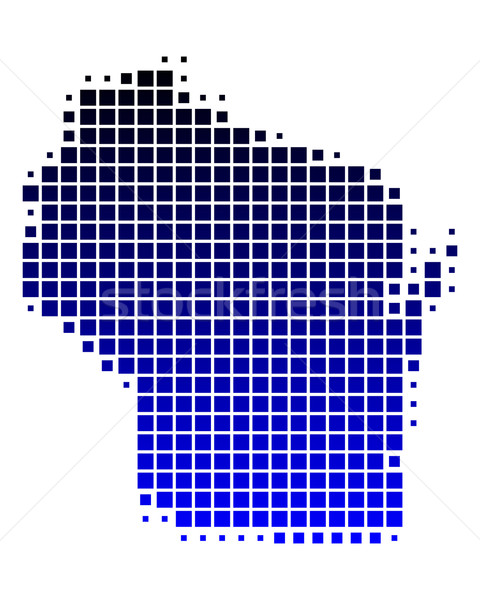 Hartă Wisconsin albastru model SUA pătrat Imagine de stoc © rbiedermann