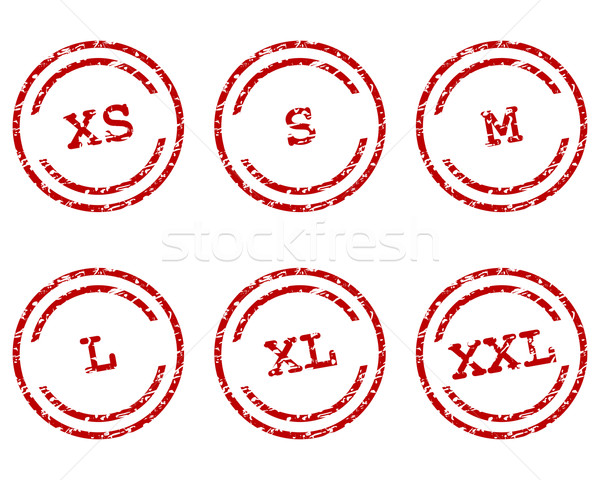 [[stock_photo]]: Vêtements · taille · timbres · rouge · encre · vêtements