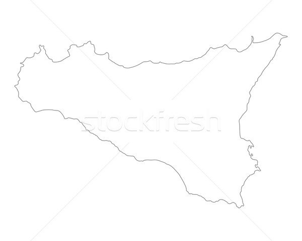 Foto stock: Mapa · sicília · ilha · Itália · isolado · ilustração