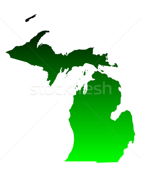 Imagine de stoc: Hartă · Michigan · verde · călători · America · SUA