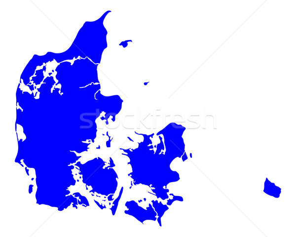 Kaart Denemarken Blauw reizen vector Stockfoto © rbiedermann