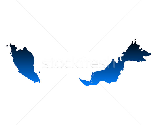 Kaart Maleisië Blauw reizen vector Stockfoto © rbiedermann
