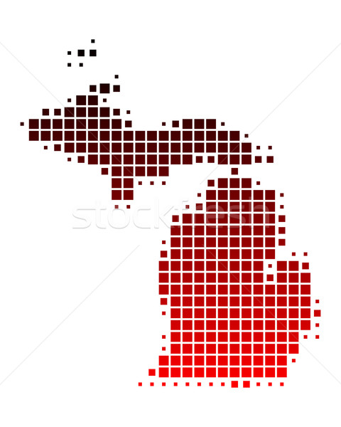 Hartă Michigan roşu model America SUA Imagine de stoc © rbiedermann