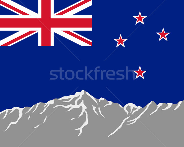 Berge Flagge New Zealand blau Reise weiß Stock foto © rbiedermann
