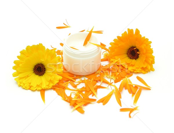 Hand-made beauty cream with flowers (calendula) Stock photo © rbiedermann