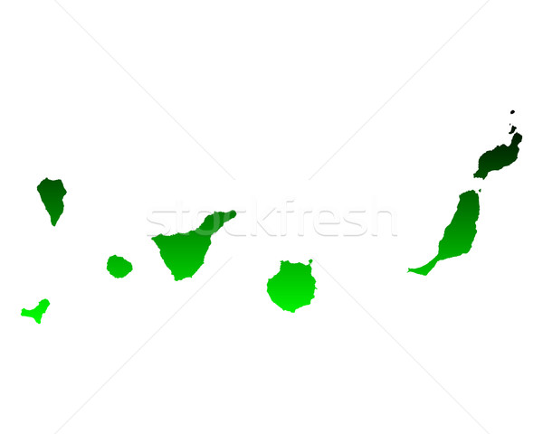 Hartă insulele canare verde insulă vector Spania Imagine de stoc © rbiedermann