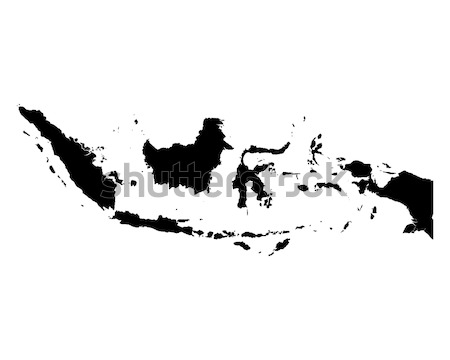 Foto stock: Mapa · Indonésia · preto · vetor · isolado