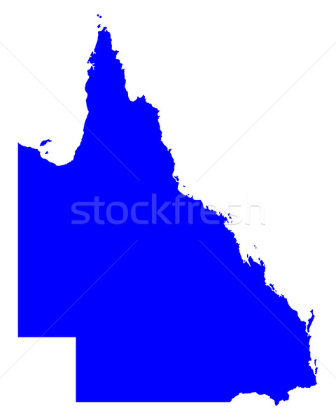 ストックフォト: 地図 · クイーンズランド州 · 青 · ベクトル · オーストラリア · 孤立した