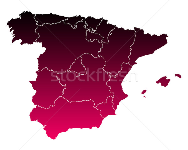 Mappa Spagna viaggio rosa viola Madrid Foto d'archivio © rbiedermann
