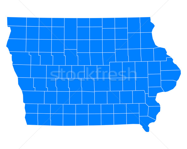 Mapa Iowa fondo azul línea vector Foto stock © rbiedermann