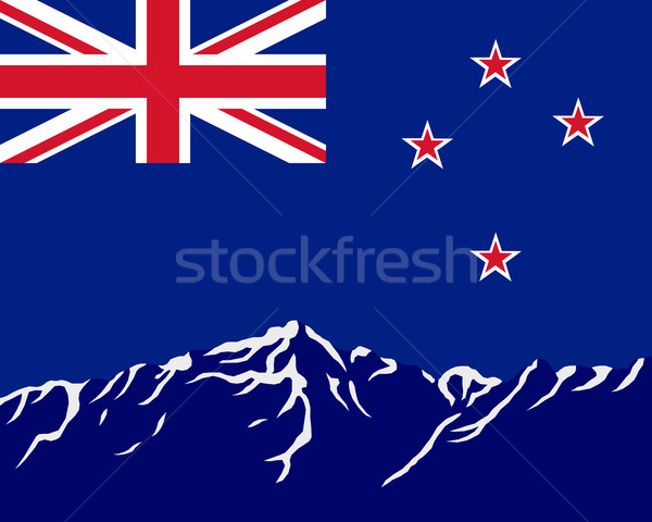 Berge Flagge New Zealand blau Reise rot Stock foto © rbiedermann