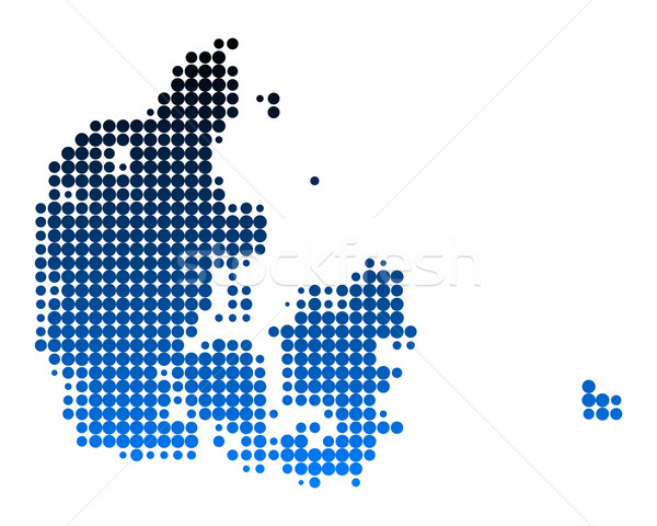 карта Дания синий шаблон круга точки Сток-фото © rbiedermann