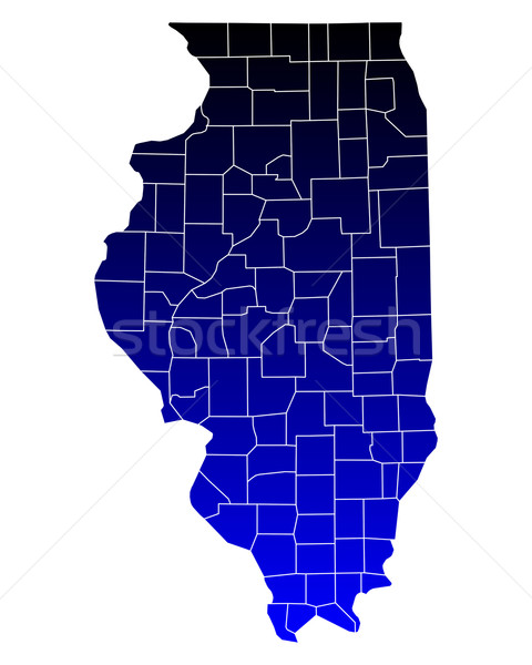 Hartă Illinois albastru călători SUA izolat Imagine de stoc © rbiedermann