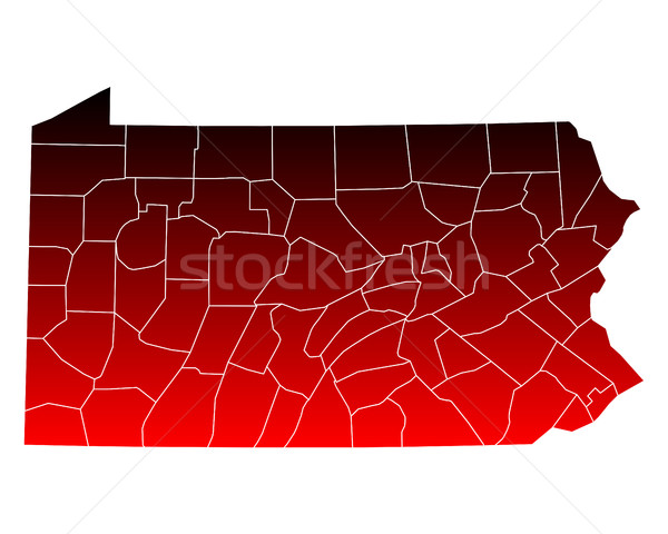 地圖 賓夕法尼亞州 旅行 紅色 美國 孤立 商業照片 © rbiedermann