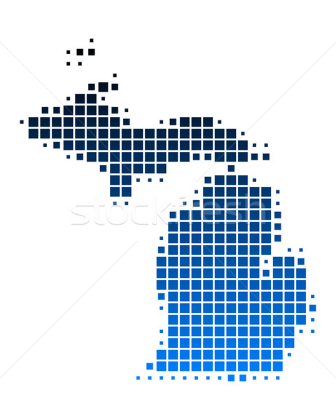 Hartă Michigan albastru model America SUA Imagine de stoc © rbiedermann