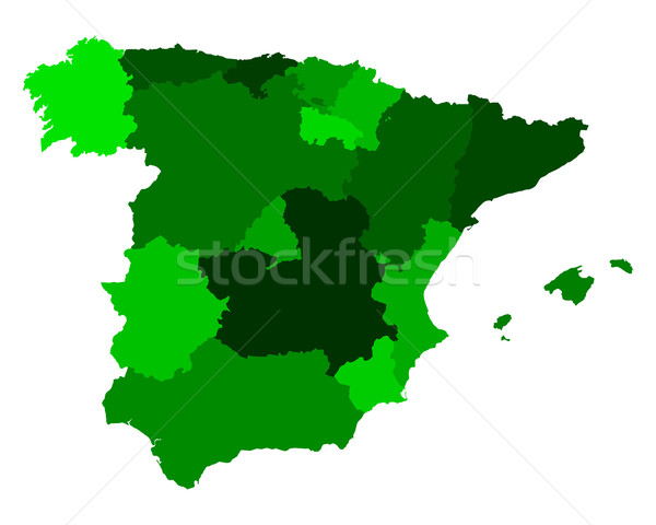 Hartă Spania verde vector Madrid izolat Imagine de stoc © rbiedermann