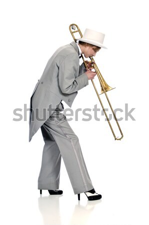 Marching woman trombone player Stock photo © rcarner
